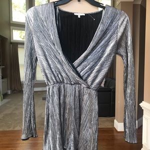 Silver Low-Cut Romper - Charlotte Russe